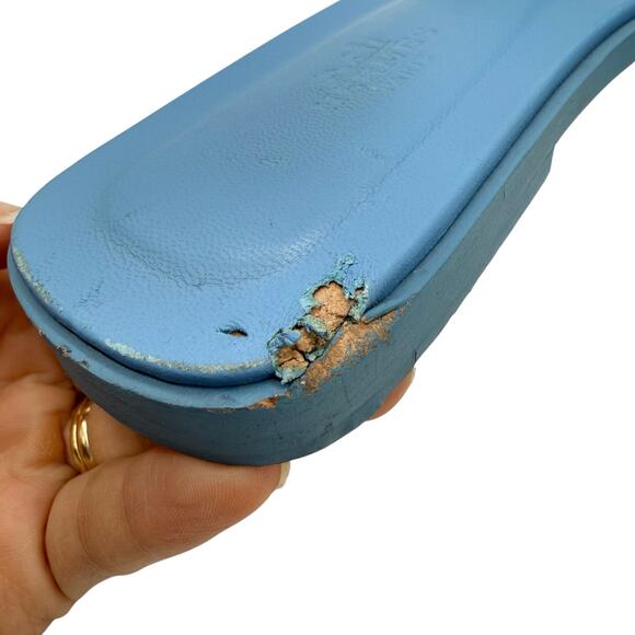 Hermes Oran Leather Sandals in Blue Celeste Size 38 - Picture 5 of 10